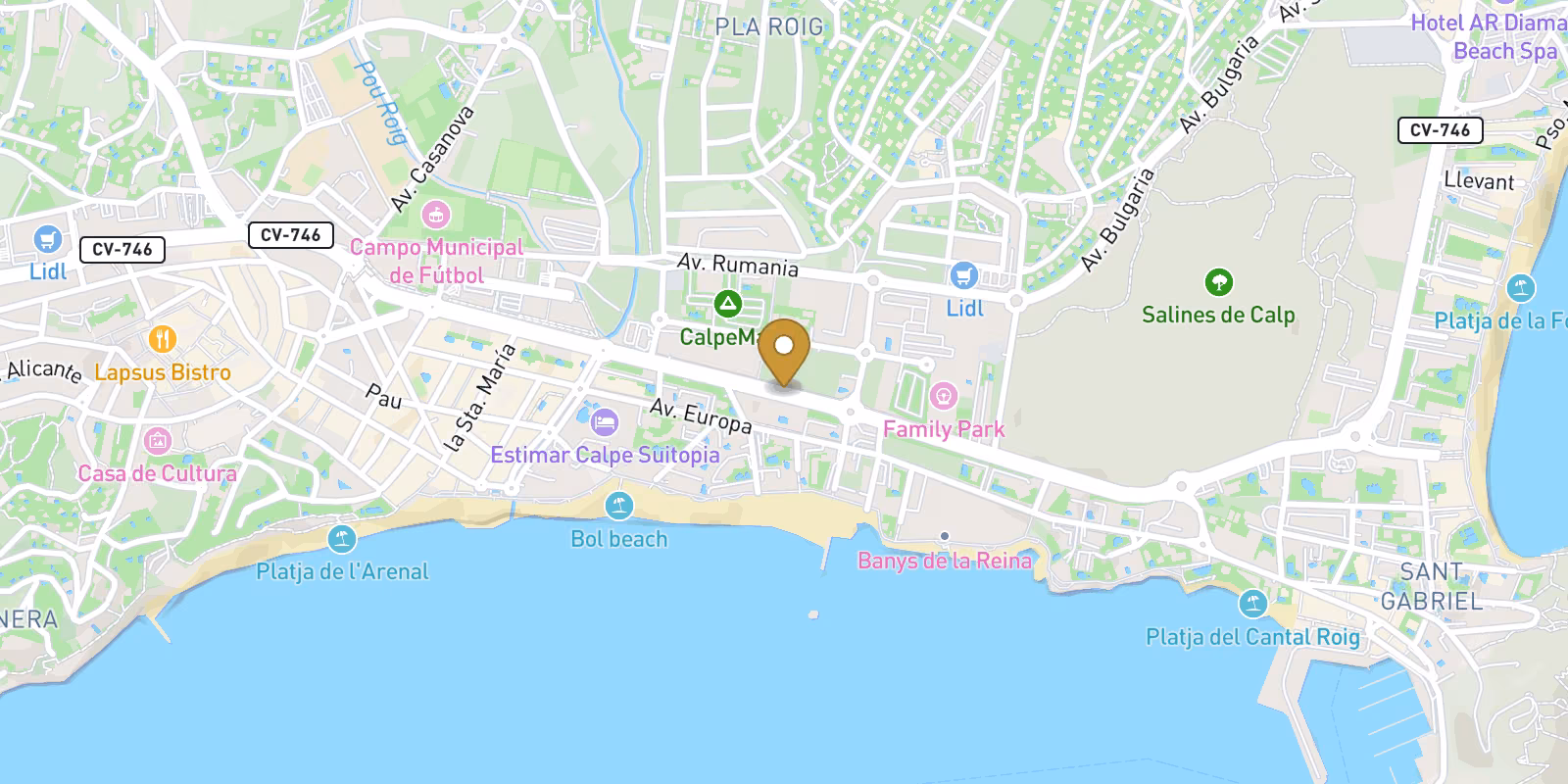 Mapa — Apartamentos en Playa Cantal Roig, Calpe