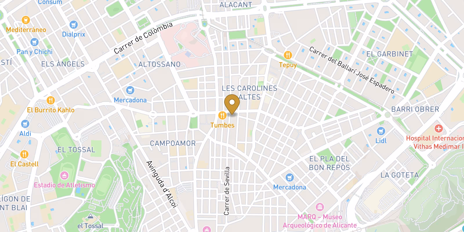 Mapa — Plantas bajas en Centro, Alicante