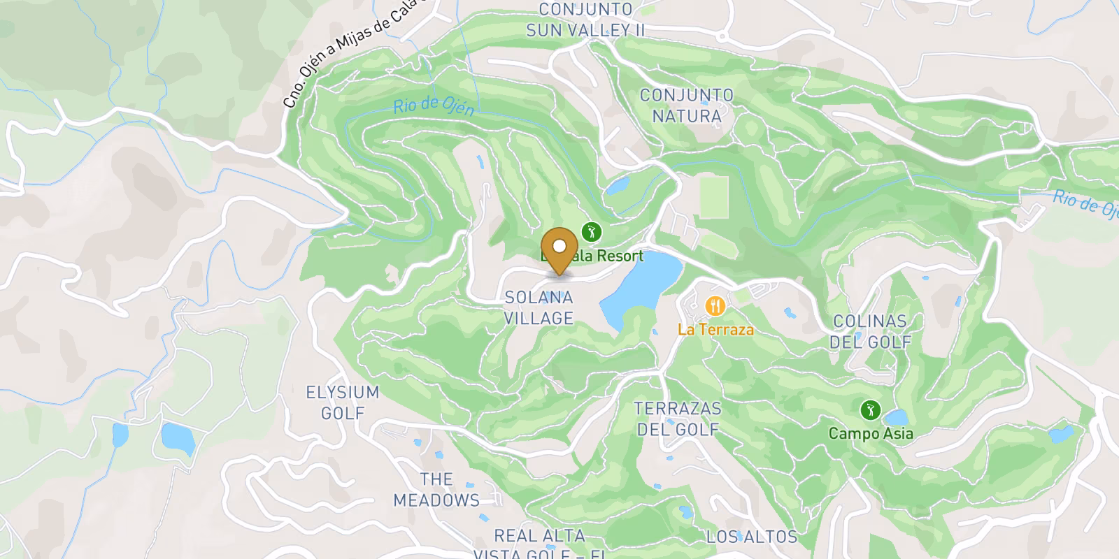 Mapa — Adosados nuevos en venta en La Cala Golf Resort, Mijas, Costa del Sol