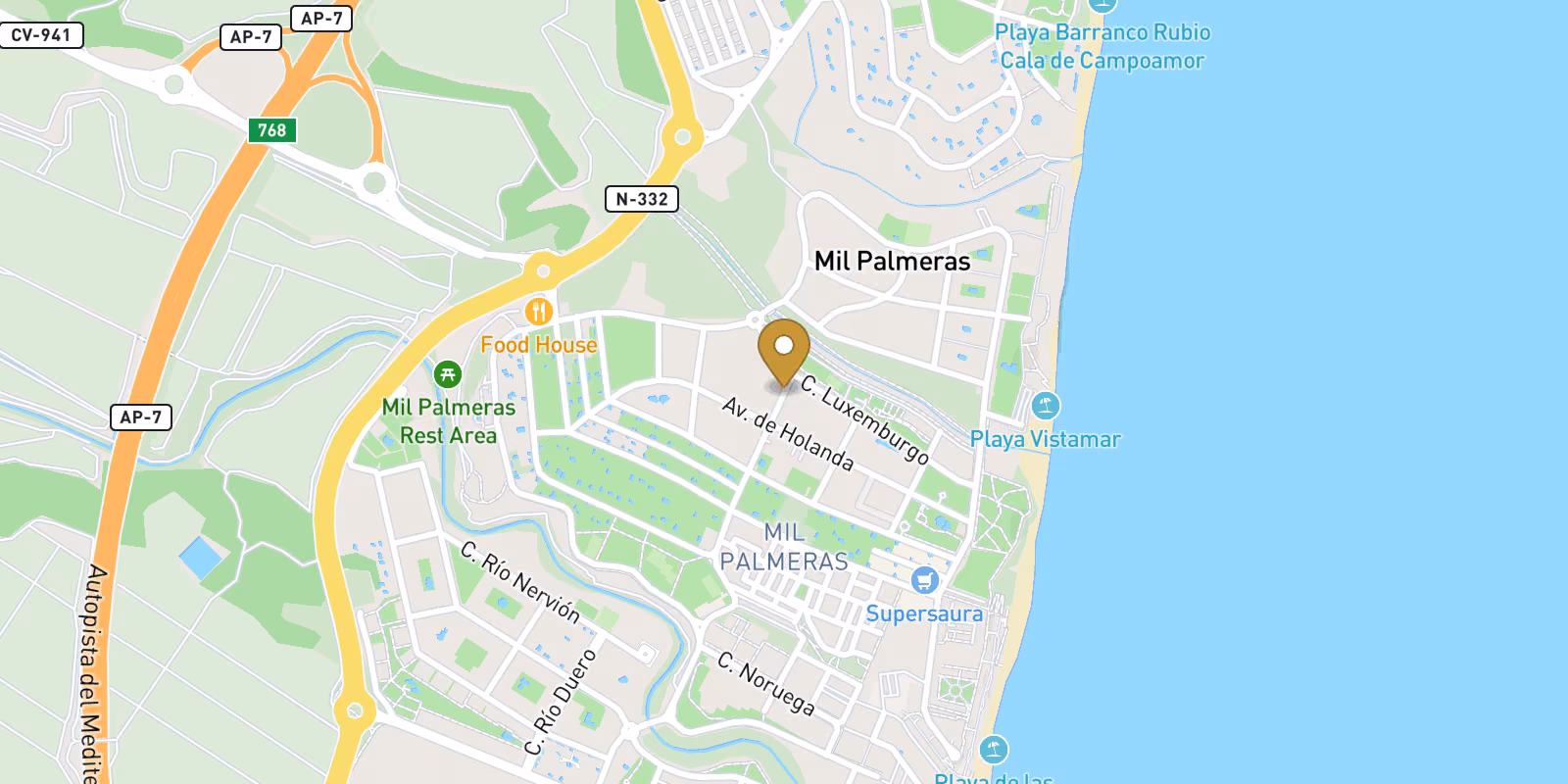 Mapa — Apartamentos y áticos en Mil Palmeras, Pilar de La Horadada