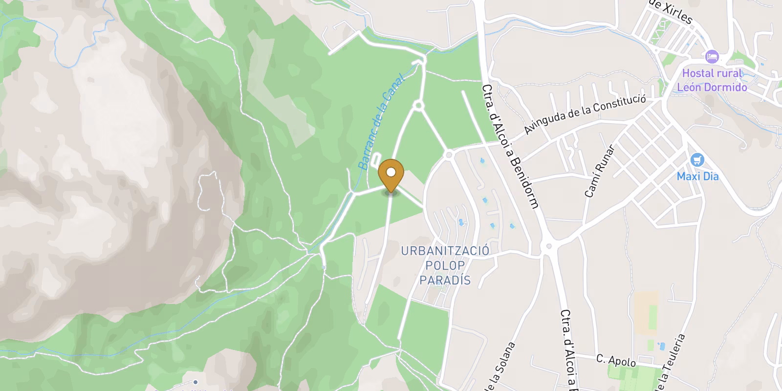 Mapa — Villas con vistas al mar en Polop Hills