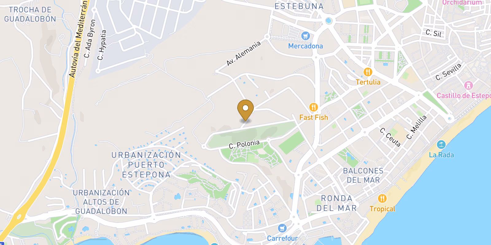 Mapa — Apartamentos de lujo de nueva construcción en Estepona - Vida moderna cerca del Mediterráneo