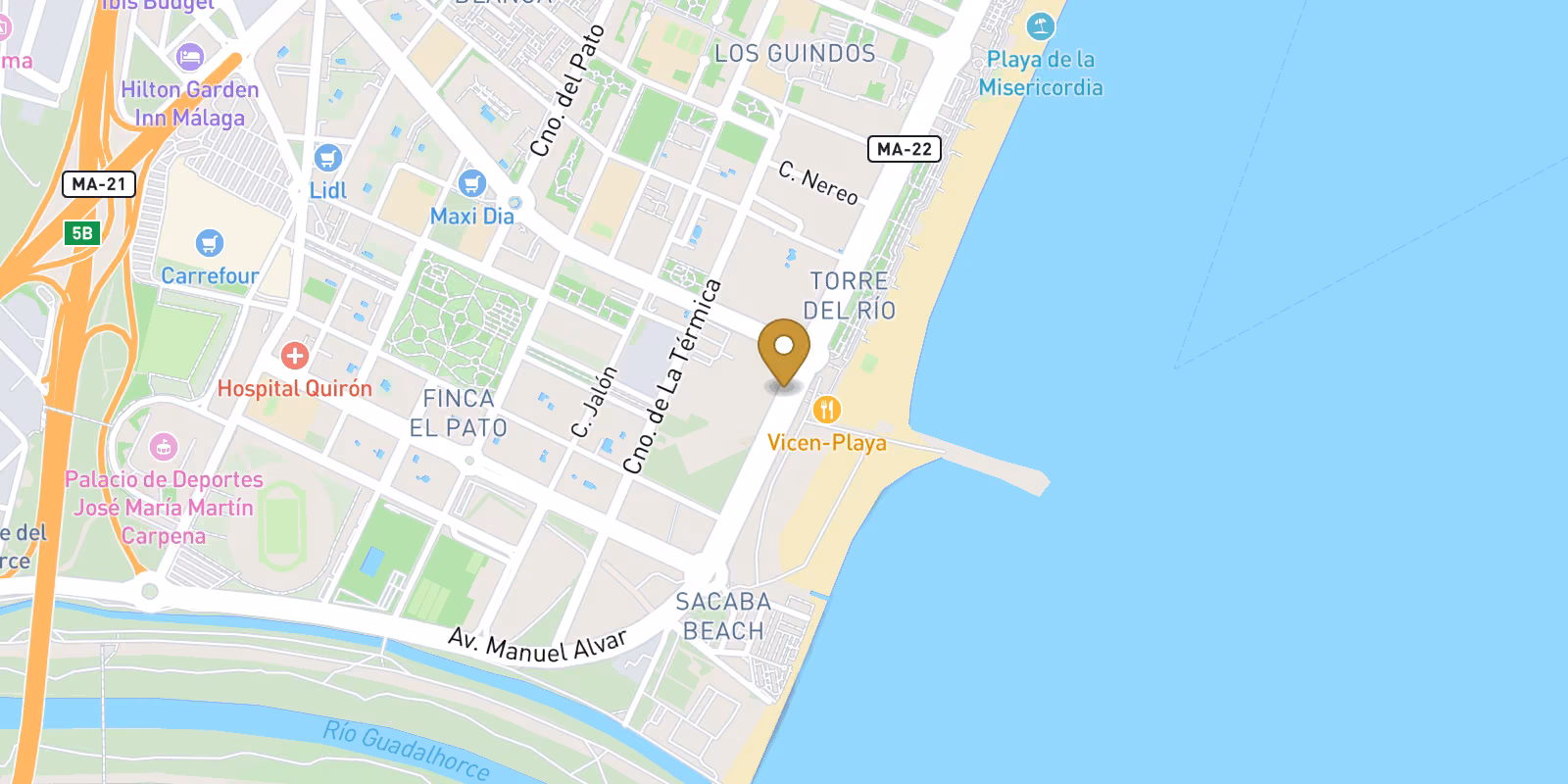 Mapa — Residencias de lujo frente al mar en Málaga ciudad con vistas panorámicas al mar
