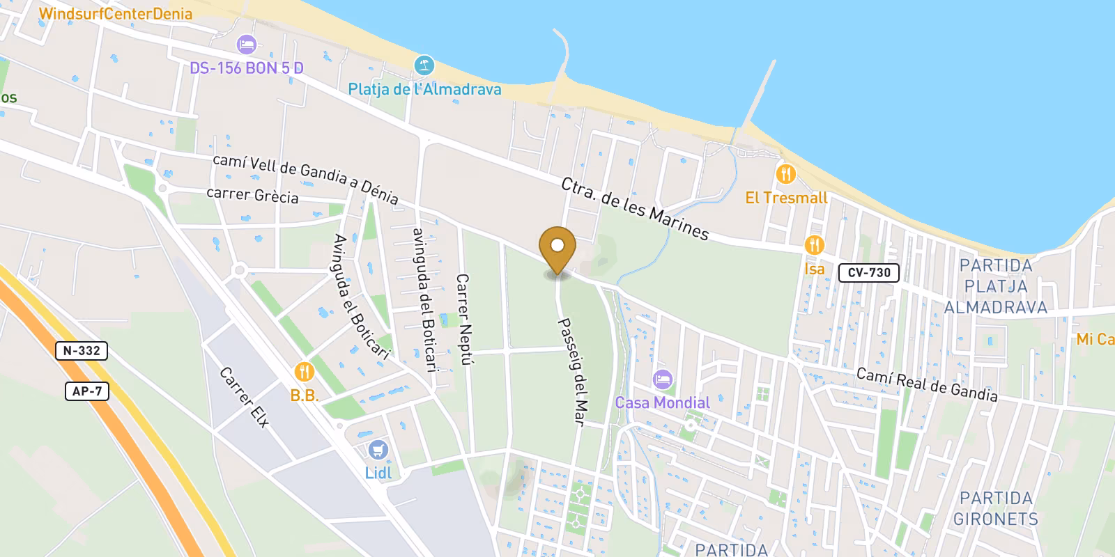Mapa — Áticos en Playa de La Almadraba, Denia