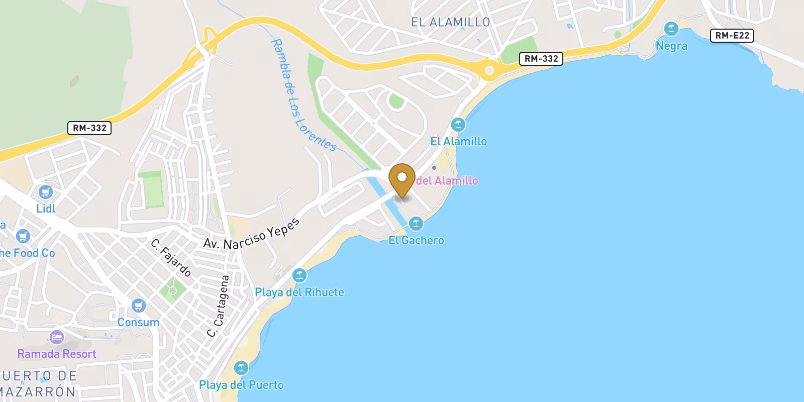 Mapa — Villas de lujo de nueva construcción en primera línea de playa en Puerto de Mazarrón