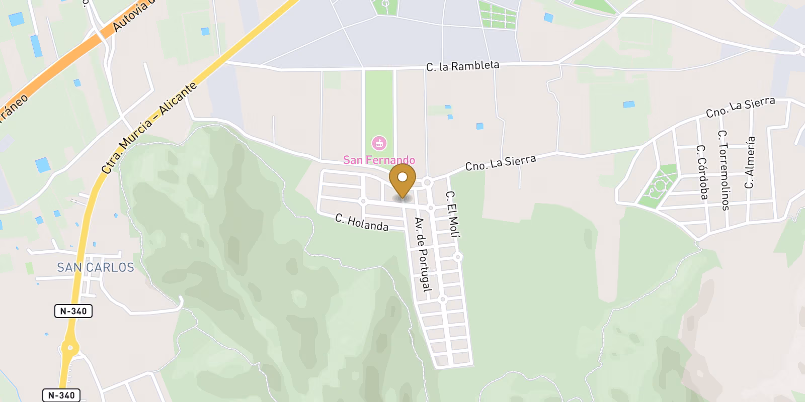 Mapa — Nuevos bungalows y adosados en Cox, Alicante