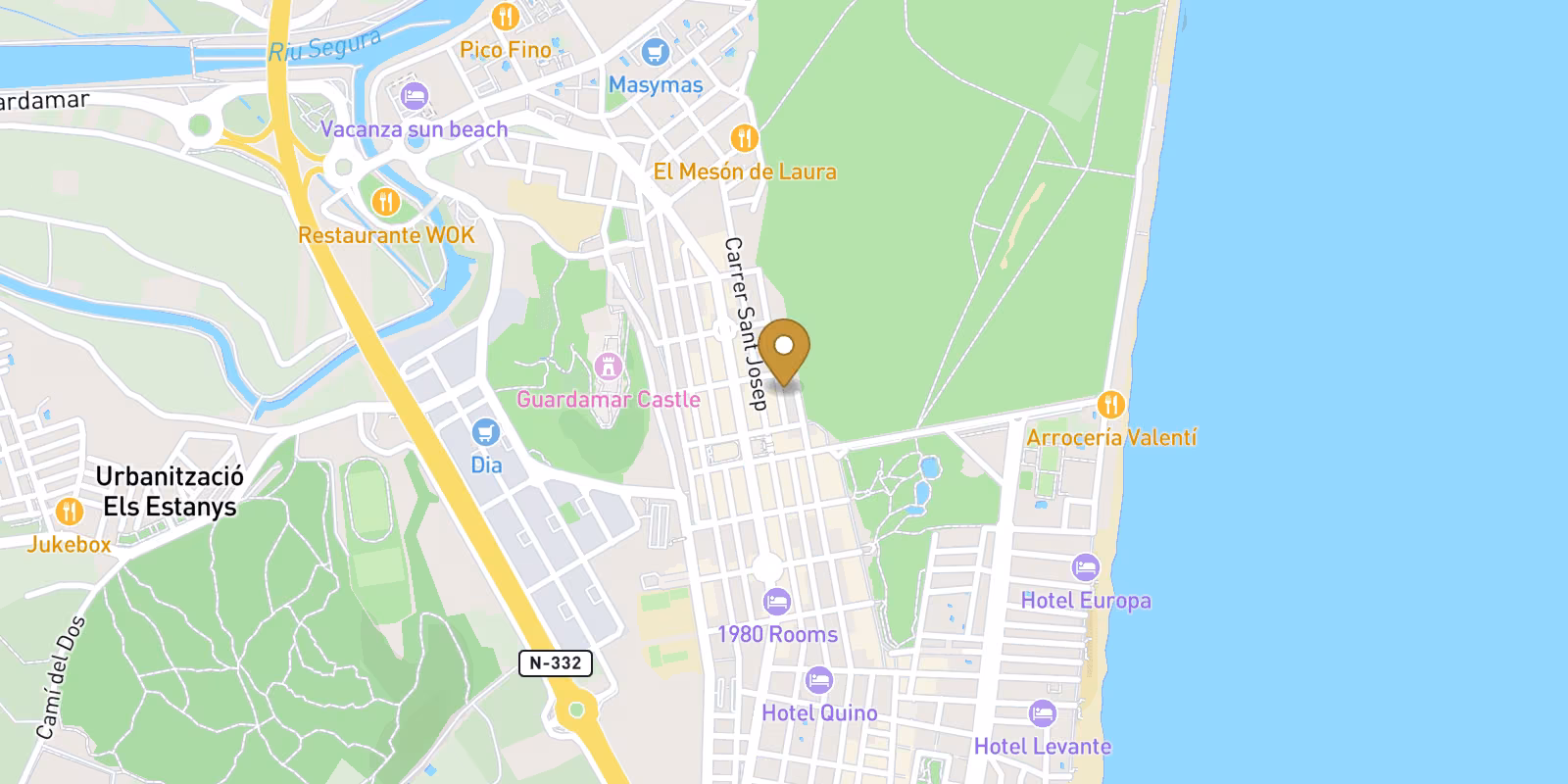 Mapa — Apartamentos en Pueblo, Guardamar del Segura