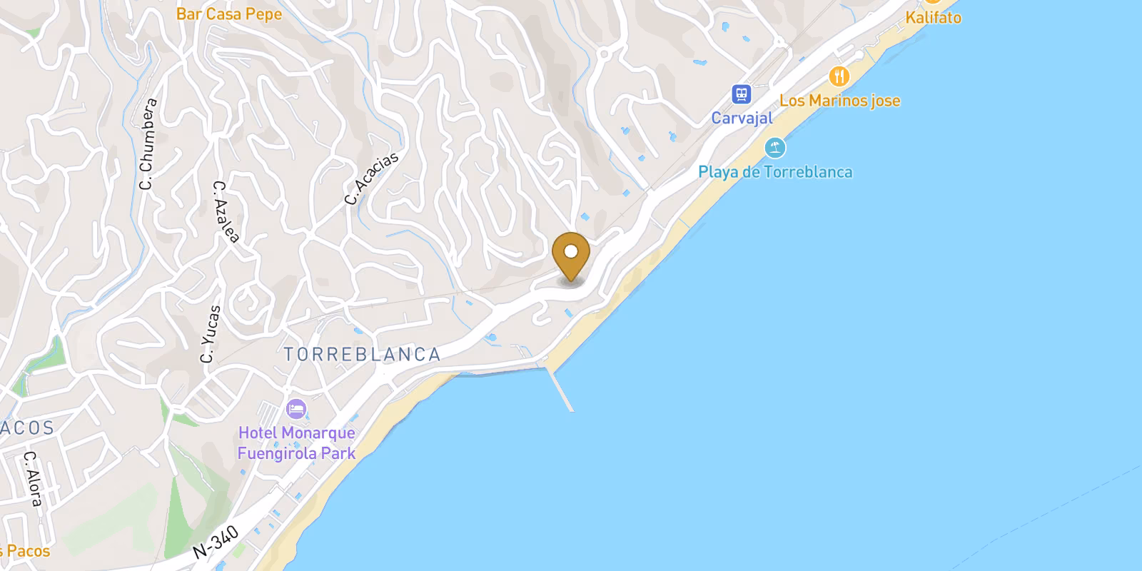 Mapa — Apartamentos de lujo con vistas al mar a 100 m de la playa en Carvajal, Fuengirola