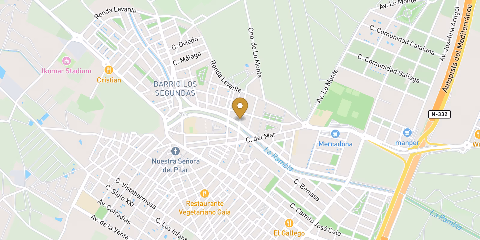 Mapa — Apartamentos y bungalós de nueva construcción en venta en Pilar de la Horadada, cerca de la playa