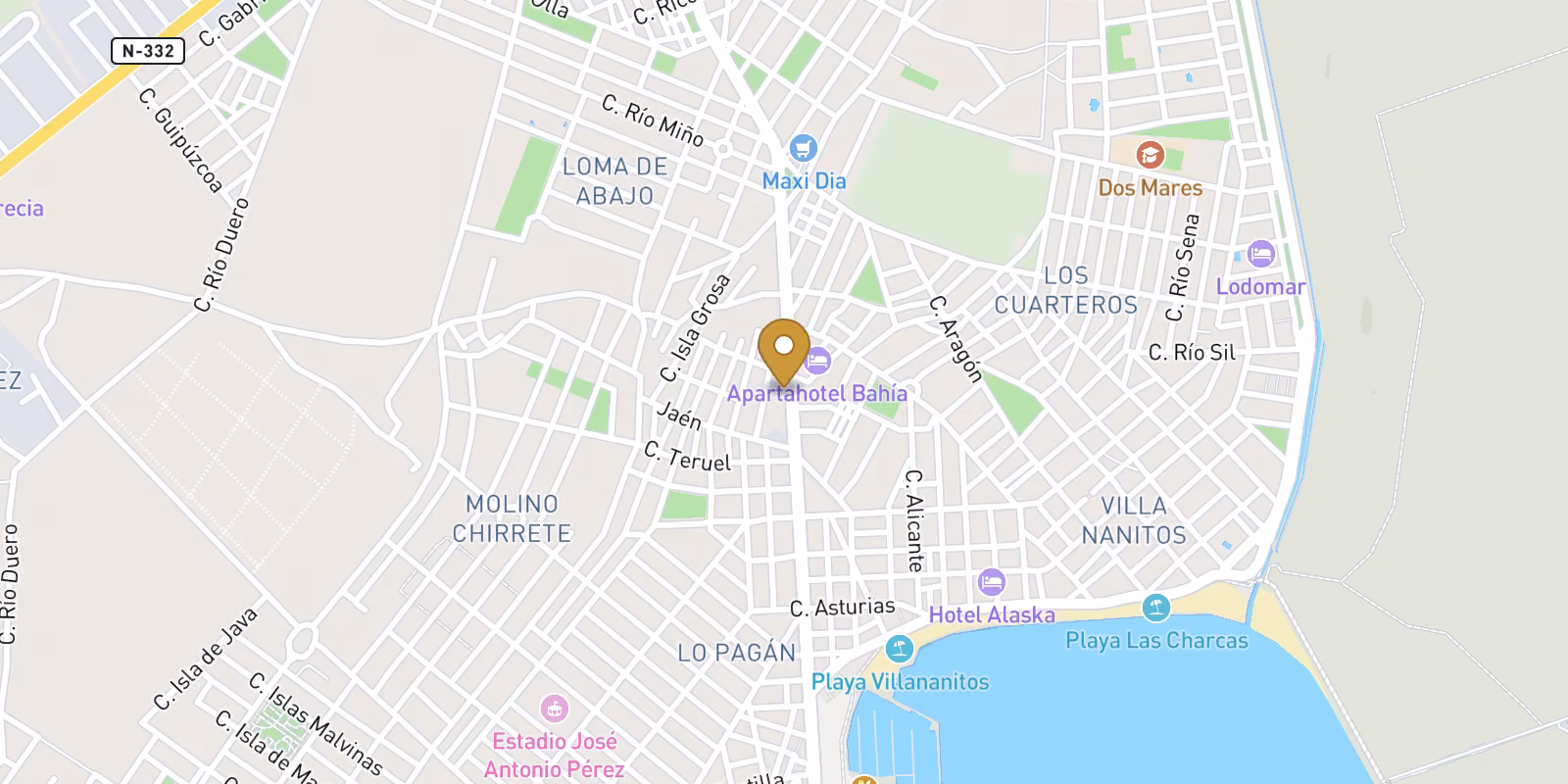 Mapa — Apartamentos de nueva construcción en venta en Lo Pagan (San Pedro del Pinatar) cerca de la playa