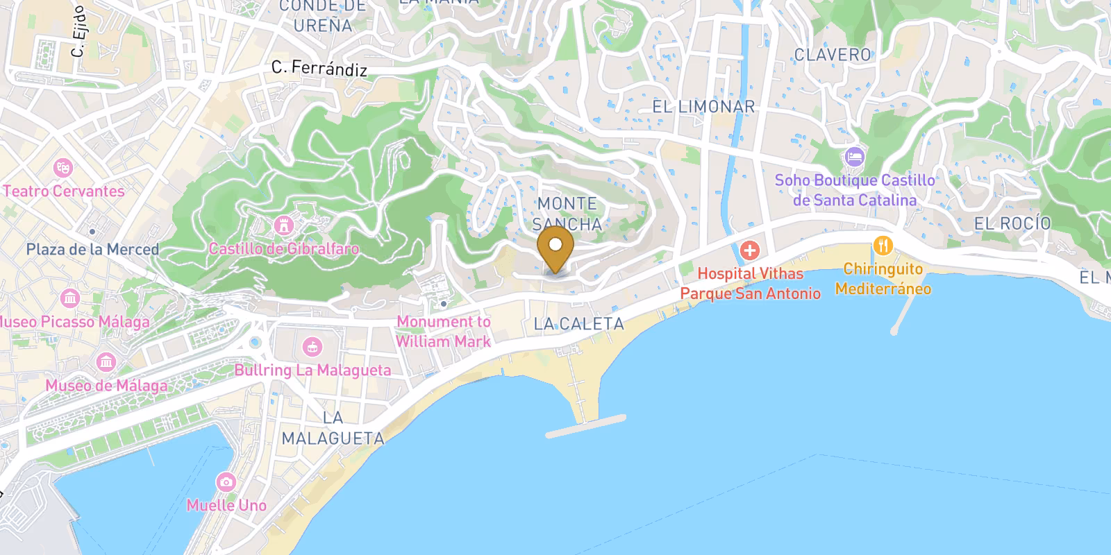 Mapa — Viviendas exclusivas con vistas al mar en La Malagueta (Málaga): vida costera de primer nivel