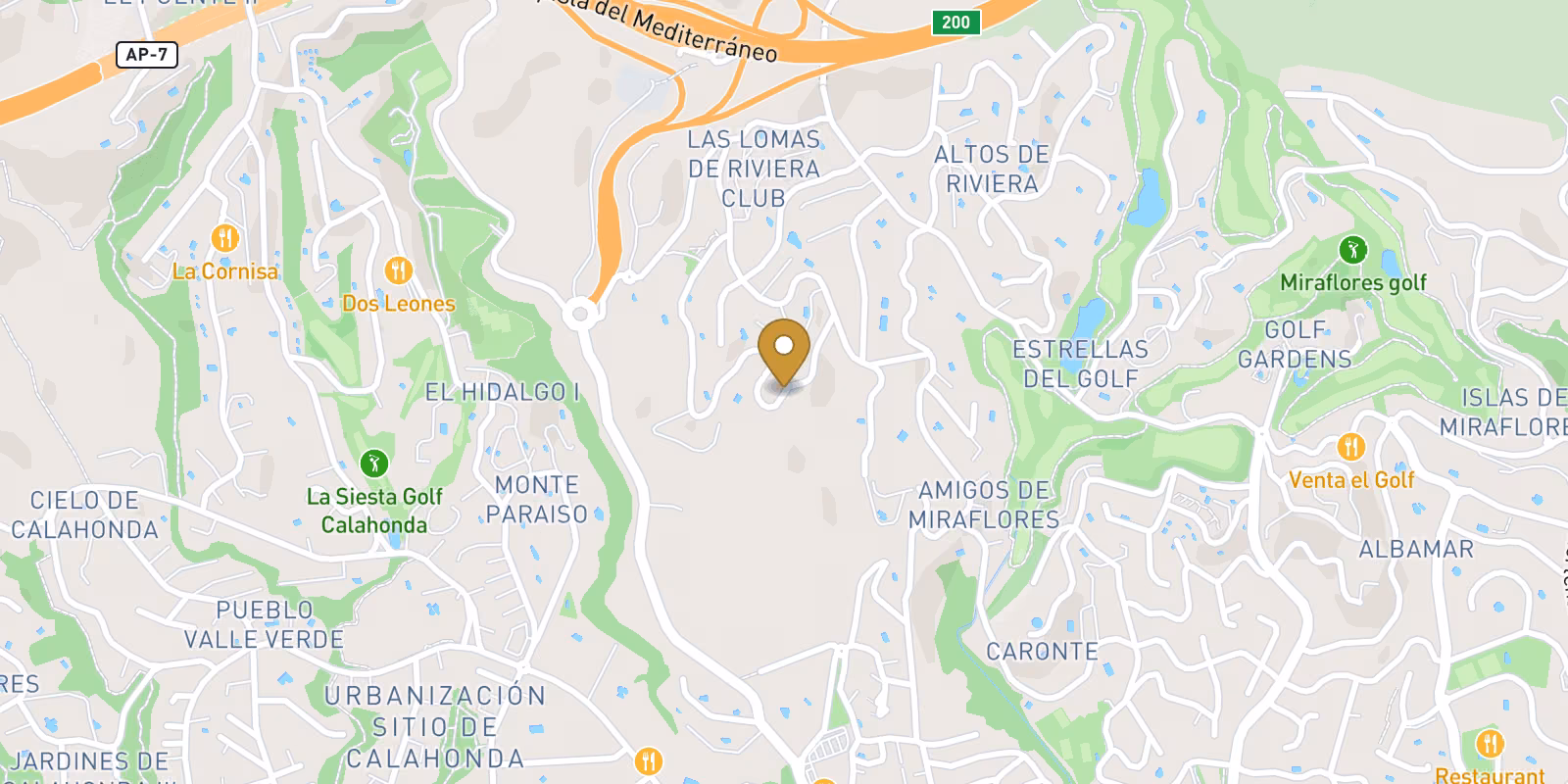 Mapa — Casas adosadas de nueva construcción con vistas al mar cerca del campo de golf Miraflores, en Calahonda