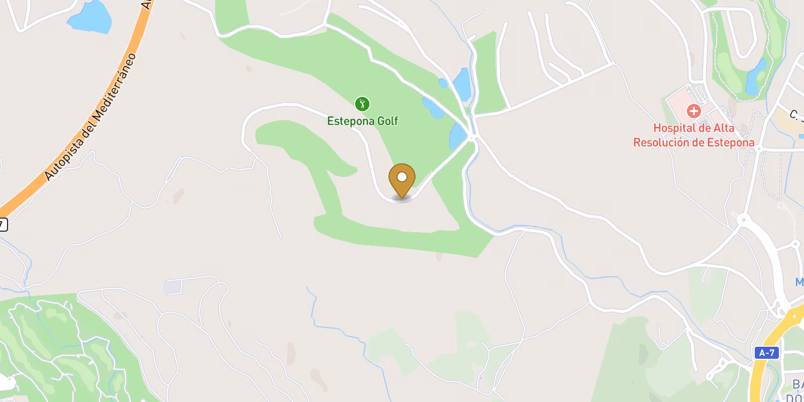 Mapa — Apartamentos de nueva construcción en venta en Estepona Golf con vistas al mar y al campo de golf