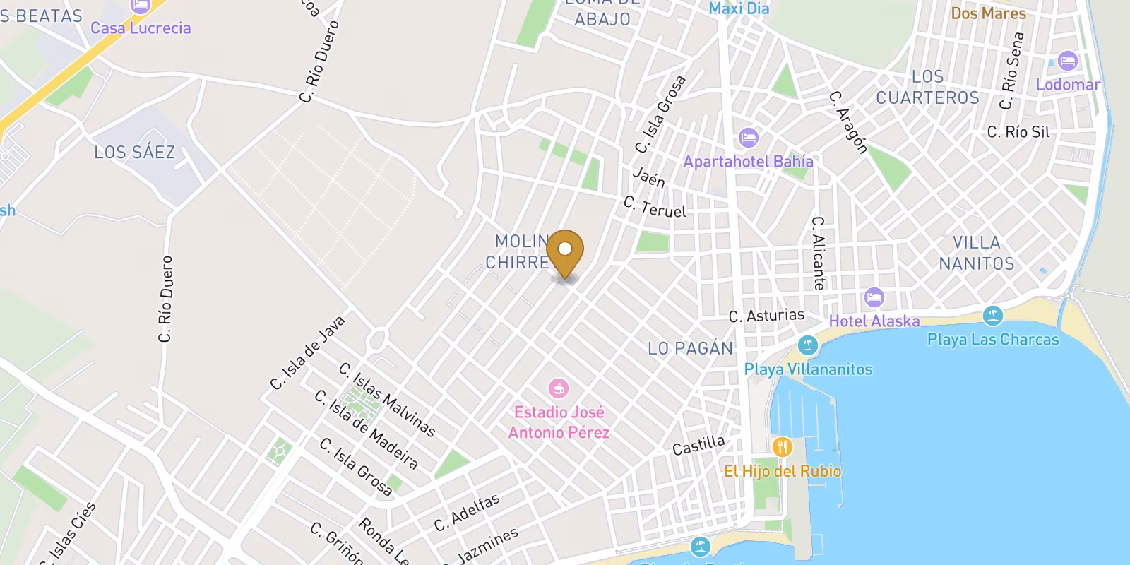 Mapa — Bungalows de nueva construcción en venta en Lo Pagan, cerca de la playa y del puerto deportivo